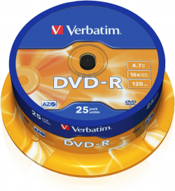 Продукт Verbatim DVD-R AZO 4.7GB 16X MATT SILVER SURFACE (25 PACK)