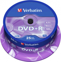 Продукт Verbatim DVD+R AZO 4.7GB 16X MATT SILVER SURFACE (25 PACK)