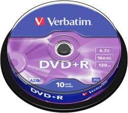 Продукт Verbatim DVD+R AZO 4.7GB 16X MATT SILVER SURFACE (10 PACK)