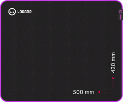 Подложка за мишка Lorgar Main 135, геймърска подложка, черен/лилав цвят. Размери 500 x 420 x 3 мм