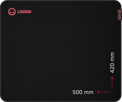 Подложка за мишка Lorgar Main 325, геймърска подложка, черен цвят. Размери 500 x 420 x 3 мм