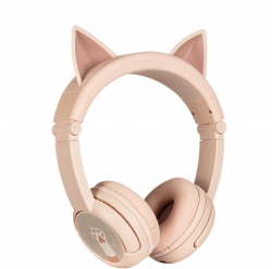 Слушалки Геймърски BuddyPhones PlayEars+ CAT детски слушалки, Bluetooth, USB-C, сгъваеми, бежови