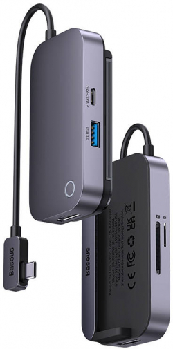 USB Хъб Baseus 6 в 1 PadJoy Series USB-C към USB 3.0 + HDMI + USB-C PD + jack 3.5мм + SD-TF