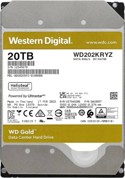 Хард диск / SSD WD Gold, 20TB, 3.5", 7200 rpm, SATA 3 6Gb/s, До 269 MB/s, За NAS устройство