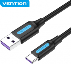 Кабел/адаптер Vention Кабел USB 3.1 Type-C - USB 2.0 AM - 1M Black 5A Fast Charge - CORBF