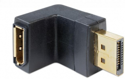 Кабел/адаптер Адаптер Delock, DisplayPort мъжко - DisplayPort женско, 90, Черен