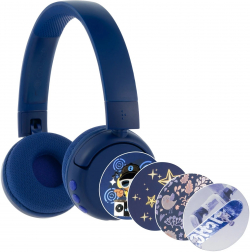 Слушалки BuddyPhones POP Fun детски слушалки, Bluetooth, 3.5 мм, USB-C, сгъваеми, сини