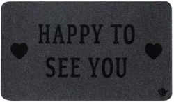 Olivo Изтривалка Zeus - Happy to see you, 100% полиестер, 40 х 70 cm, сива