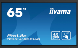 Интерактивна дъска/дисплей IIYAMA TE6514MIS-B1AG, 65'' 4K UHD, 16:9, 435cd/m2, PureTouch-IR, HDMI, Черен