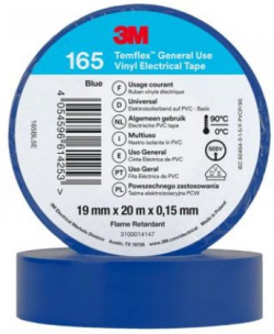 Изолационна лента 3М - 165, 20м/19мм Temflex син