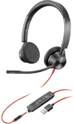 Слушалки Poly BLACKWIRE 3325 стерео слушалки, MS, USB-C & 3.5мм жак