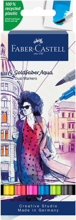 Канцеларски продукт Faber-Castell Маркер Goldfaber A.Dual, 6 цвята
