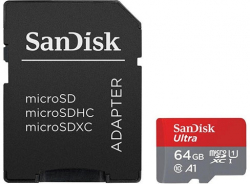 SD/флаш карта Micro SDXC 64GB Cl10 140MB +Adapter, Sandisk Ultra