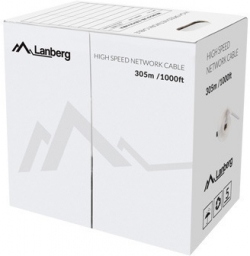 Инсталационен LAN кабел Lanberg LAN cable CAT.5E UTP 305m solid CU fluke passed, grey