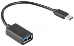 Кабел/адаптер Lanberg adapter USB-C(m) 2.0 -- USB-A(f) cable 15cm OTG, black
