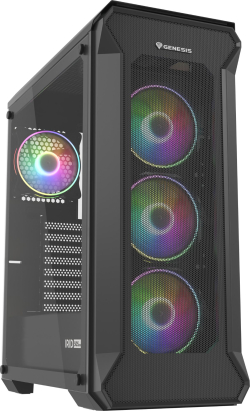 Кутия Genesis Irid 505 V2 ARGB, Mid Tower, ATX, Micro ATX, 2x USB 3.0, ARGB LED, Черен