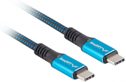 Кабел/адаптер Lanberg USB-C M-M 4.0 cable 1.2m 100W 8K 30HZ Black-Blue
