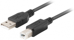 Кабел/адаптер Lanberg Cable USB-A(M)--USB-B(M) 2.0 Ferrite 1.8m Box Black