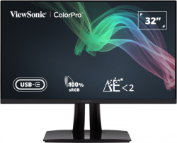 Монитор ViewSonic VP3256-4K, 32" 3840 х 2160 4K UHD, IPS, 5 ms, 60Hz, 2x HDMI, 1x DP, черен
