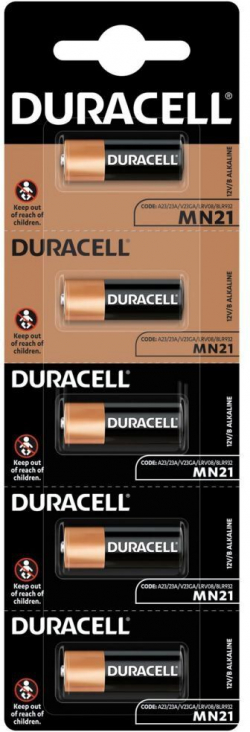 Батерия Алкална батерия DURACELL 12 V -5бр.-pack цена за 1 бр.- за аларми А23 MN21