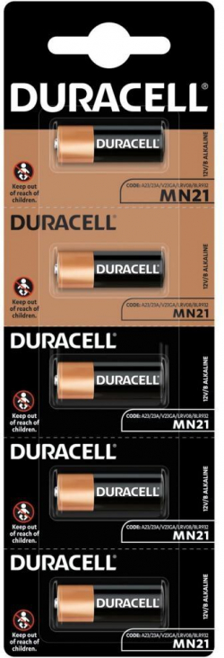Батерия Алкална DURACELL 12 V 55 mAh, за аларми А23 MN21, цена за 1 бр, 5бр. в опаковка