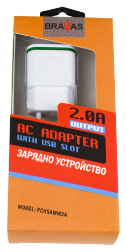 Принадлежност за смартфон  Зарядно устройство BRAVAS USB за стена 5V-2,1A/1A LED, сертифицирано 