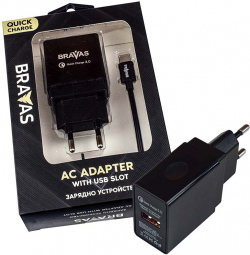 Принадлежност за смартфон Зарядно устройство BRAVAS, USB Type A - Type C за стена QUICK CHARGE 3.0