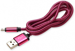 Кабел/адаптер  Кабел USB 2.0 Type A - Micro Type B, 1м, с оплетка цикламен 