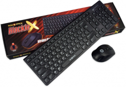 Клавиатура  Комплект безжична мишка и клавиатура RoxOffice - Blackie X 