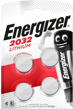 Бутонна батерия литиева ENERGIZER CR2032. 3V, 4pk блистер