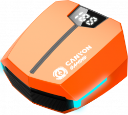Слушалки Canyon Double Bee GTWS-2, In-Ear, Bluetooth 5.3, LED Дисплей, Микрофон, Оранжев