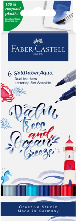 Канцеларски продукт Faber-Castell Маркер Goldfaber A.Dual - Seaside, 6 броя