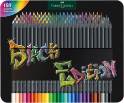 Канцеларски продукт Faber-Castell Моливи Black Edition, 100 цвята, в метална кутия