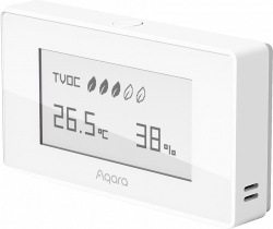 Продукт Aqara TVOC Air Quality Monitor: Model No: AAQS-S01; SKU: AS029GLW02