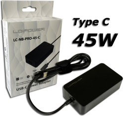 Захранване за лаптоп LC-Power 45W Type-C (LC-NB-PRO-45-C)