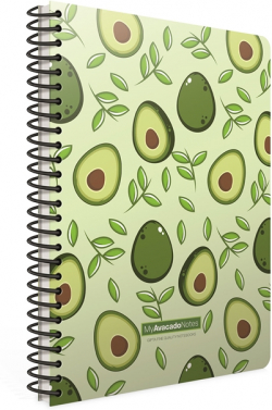 Gipta Тетрадка Avocado, бяла хартия, широки редове, със спирала, А5, 80 листа