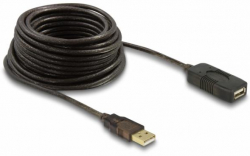 Кабел/адаптер Удължителен кабел DeLock, USB-A мъжко - USB-A женско, USB 2.0, 10 м, Черен