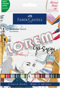 Канцеларски продукт Faber-Castell Маркер Goldfaber Sketch, 12 броя