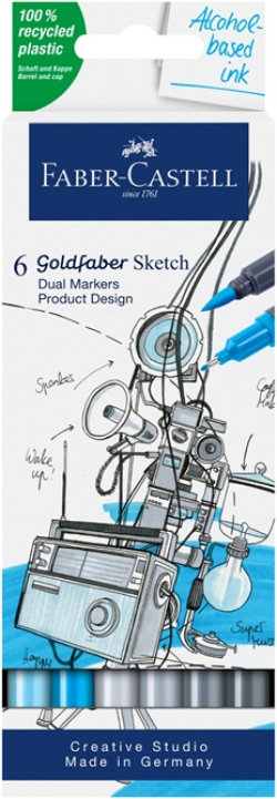 Канцеларски продукт Faber-Castell Маркер Goldfaber Sketch - Design, 6 броя