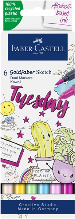 Канцеларски продукт Faber-Castell Маркер Goldfaber Sketch - Kawaii, 6 броя