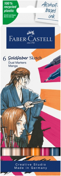 Канцеларски продукт Faber-Castell Маркер Goldfaber Sketch - Manga, 6 броя