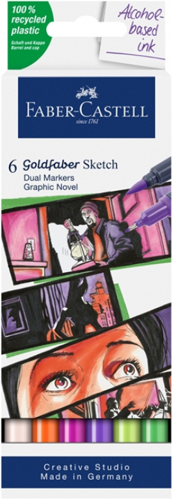 Канцеларски продукт Faber-Castell Маркер Goldfaber Sketch - Graphic, 6 броя