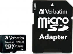 SD/флаш карта Verbatim micro SDXC, 128GB Class 10, с влючен адаптер в комплекта