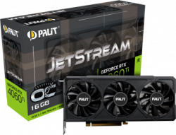 Видеокарта Palit GeForce RTX 4060Ti JetStream OC 16GB GDDR6, 128 bit, 1x HDMI 2.1, 3x DP