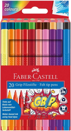 Канцеларски продукт Faber-Castell Флумастери Grip, 20 цвята