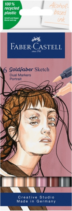 Канцеларски продукт Faber-Castell Маркер Goldfaber Sketch - Portrait, 6 броя