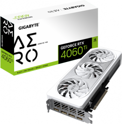 Видеокарта Gigabyte GeForce RTX 4060Ti Aero OC, 16GB GDDR6, 128 bit, 2x HDMI 2.1, 2x DisplayPort 1.4