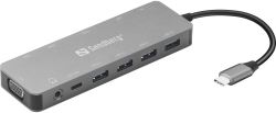 Докинг станция SANDBERG SNB-136-45 :: USB-C докинг станция 13 в 1, USB, HDMI, VGA, LAN, card reader