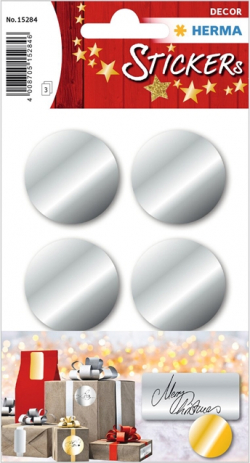 Herma Самозалепващи се етикети, диаметър 32 mm, сребристи, 18 броя