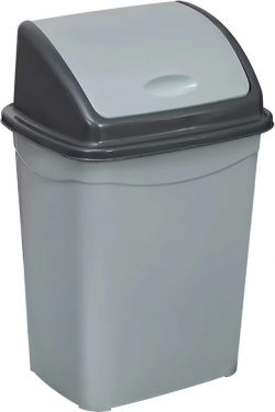 Planet Кош за отпадъци, с люлеещ капак, 26 L, сиво-черен